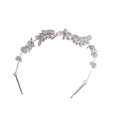 China Wholesale Elegant Trendy Handmade Custom Made Flower Headband Bride Wedding Bridal Headbands Crystal Hair Accessories Rhinestone Hair Vine For Women for sale