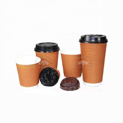 China Hot Disposable Coffee Cups Disposable Corrugated Paper Cups Ripple Wall Color Size Custom Pe/Pla Free Sample for sale