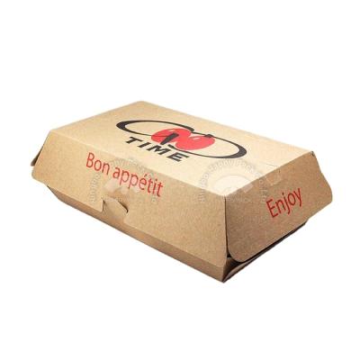 China Disposable HAPPYPACK Custom Printing Take Away Boxes Food Container Kraft Paper Lunch Box Hamburger Box Free Samples for sale