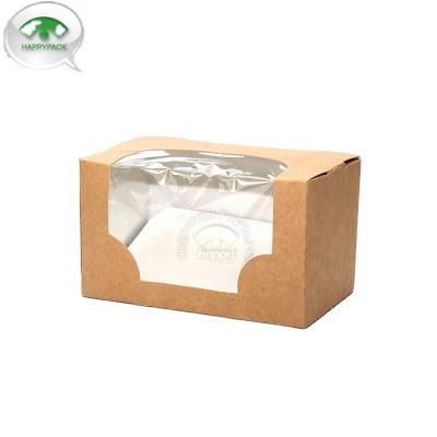 China Disposable custom color logo kraft paper box take away food container sushi packaging box with window free sample for sale