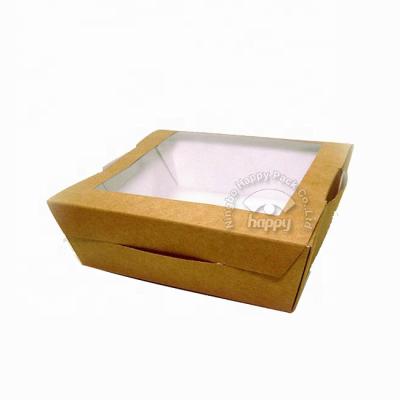 China HAPPYPACK Disposable Custom Printing Take Away Paper Box Food Container Salad Box Packaging Paper Box With Window Free Sample for sale