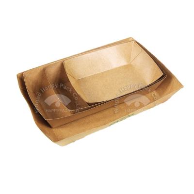 China Disposable Wholesale Custom Color Logo Custom Size Disposable Kraft Paper Food Tray for sale