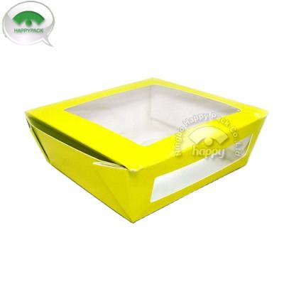 China Custom Printing Disposable Take Away Paper Box Food Container Salad Box Packaging Paper Box With Window for sale