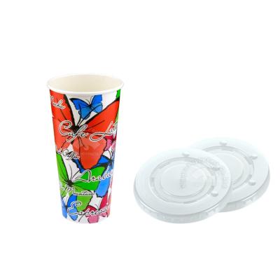 China Free Sample HAPPYPACK Wholesale Disposable 22oz Disposable Lid Drink Paper Cup Lid Clear Plastic Cold Dish for sale