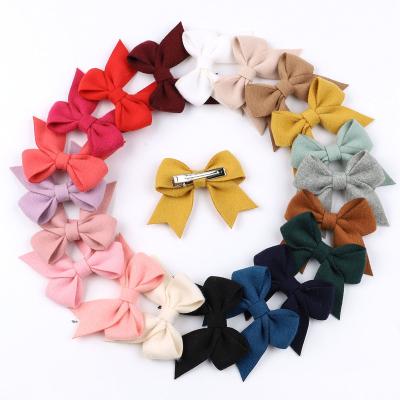 China Hair Accessories Fashion Solid Ribbon Girls Handmade Cute Hair Clips Hairpin Head Wear Children Hair Accessories With Bow for sale