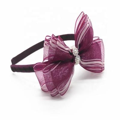 China Fashion Handmade Custom Made Wholesale Pearl Headband Kid Baby Bow Women Girl Accessories Luxury Hair Band for sale