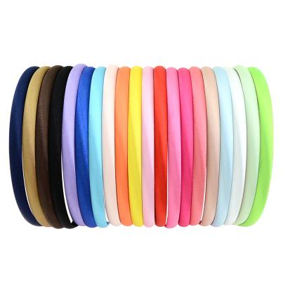 China Wholesale Pure Color 1cm Headband Children Headbands Accessories Satin Ribbon Hair Circle Headband For Child for sale