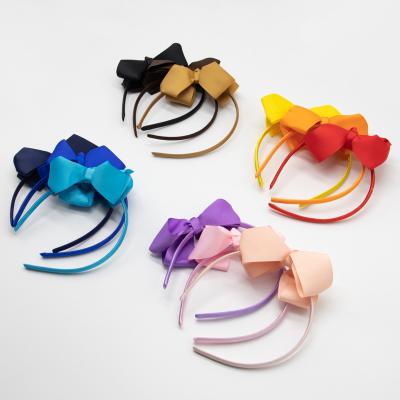 China Newest Trends Headband Brand New Ribbon Bands Solid Band Brown Color Bow Hair Accessory For Kids Organizer for sale