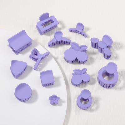 China Children's Decoration Casual Hair Claw Clips Mini Frosted Simple Shark Fashion Small Purple Plastic Hair Claw for sale