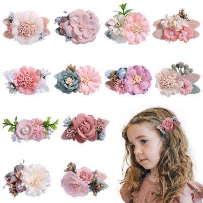 China 2022 New Children's Decoration Chiffon Flower Hair Clips Pin Accessories Cute Hair Clips Pins For Babies Toddlers Hairpin Kids for sale