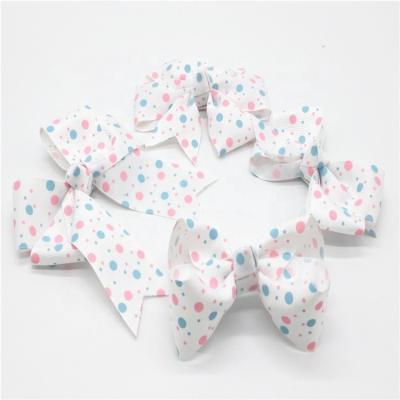 China Factory Wholesale Price Custom Handmade Dots Grosgrain Hair Bows With Custom Clips for sale