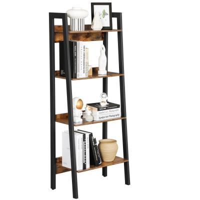 China VASAGLE Adjustable Industrial Household (Height) Wooden Book Display Racks 4 Tier Shelf Floor Living Room Storage Rack Display Shelf for sale