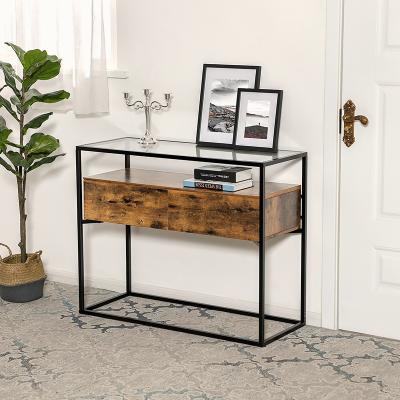 China CONSOLE TABLE DESIGN FURNITURE Wholesale Target Console Table Wooden Glass Fireplace Living Room Entrance Black Table for sale