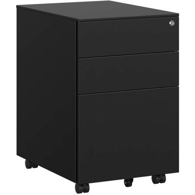 China Knock Down Home Office Furniture SONGMICS Steel Furniture Fully Assembled Lockable Steel 3 Drawers Mobile Filing Cabinet for sale