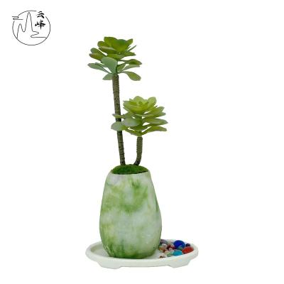 China Stocked/EO-friedfly/To Clean Easy/Not Easy To Break Home Decorations Artificial Succulents Bonsai Plants Potted Resin Creative Flower Orchid Bonsai Potted for sale