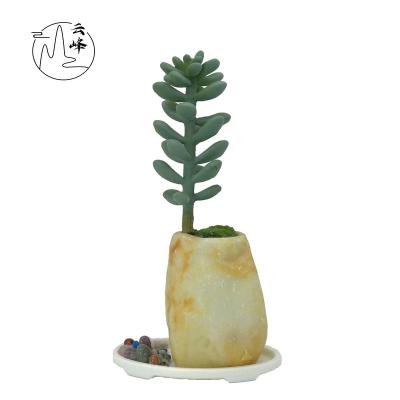 China Stocked/EO-friedfly/To Clean Easy/Not Easy To Break Home Indoor Decorations Artificial Succulents Flowers Bonsai Plants Potted Resin Creative Flower Orchid Bonsai Potted for sale