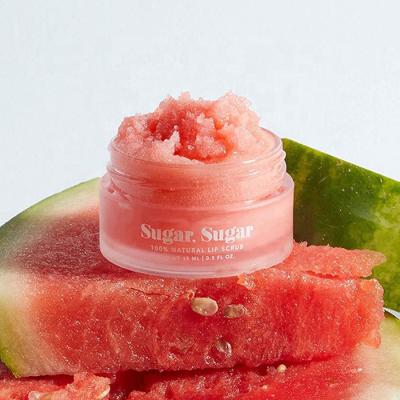 China 100% Sunscreen Private Label Vegan Fruit Extract Natural Lip Scrub Organic Exfoliating Watermelon Wholesale Sugar Lip Scrub Lip Care for sale