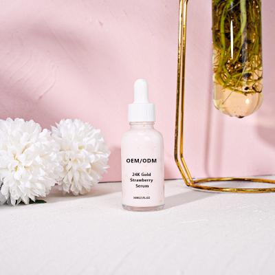 China Wholesale Anti Wrinkle Private Label Skin Care Whitening Anti Wrinkle Serum Strawberry 24K Gold Vitamin Collagen Anti Aging Face Serum for sale