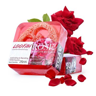 China OEM/ODM Organic Facial Body Loofah Base Cleansing Soap Rose Soap Flowers for sale