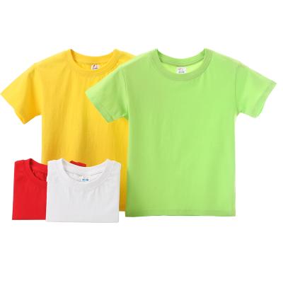 China Customized Children's Short Sleeve School Uniform Garden Uniform Treatment Round Neck Breathable Advertising Shirt for sale