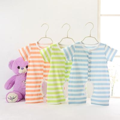 China 100% Cotton Button Baby Onesie Colors Stripe Baby Boy's Rompers for sale