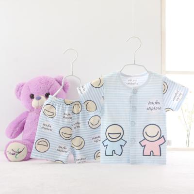 China Breathable 2 Piece Short Sleeve Kids Clothes Sleep Suit Newborn Baby Clothing Sets for sale