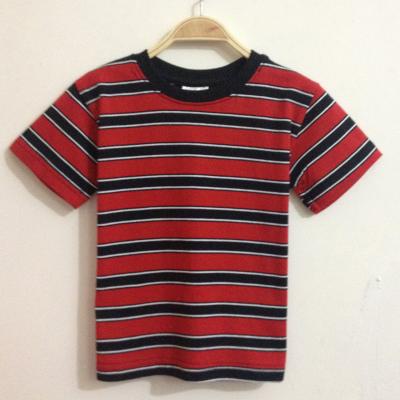 China Fashion Design Wholesale Custom Color Combinations Striped Children's T-shirt Breathable Kids T-shirt Printing Cotton for sale