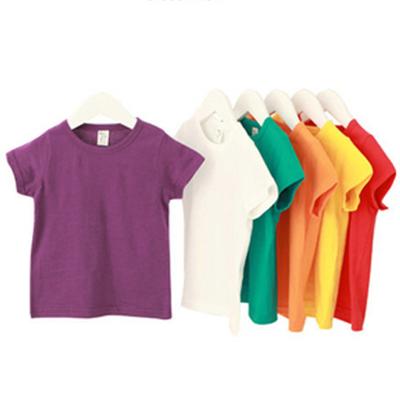 China 2022 Korean children's solid color T-shirt breathable short-sleeved boys and girls wild shirt for sale