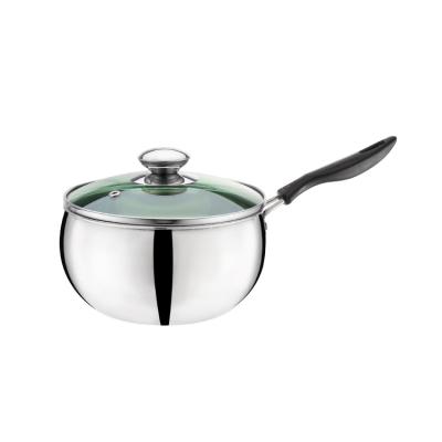 China Sustainable High Quality Stainless Steel Small Milk Boiling Pot With Lid And Single Handle for sale