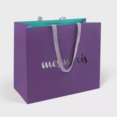 China Recycled Materials Custom Fashion Your Own Recyclable Bag Cosmetics Luxury Garment Gift Shopping Paper Bag With Button for sale