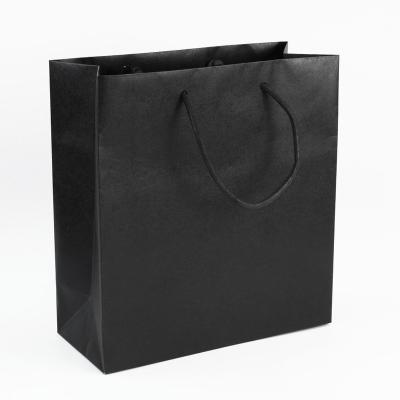 China Recycled Materials Black Cardboard Jewelry Gift Luxury Cosmetic Elegant Gift Shopping Bag Paper Bags With Logo Printing for sale