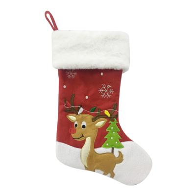 China Custom Warm Christmas Stocking Cotton Reindeer Santa Stocking Best Christmas Stocking Cotton for sale