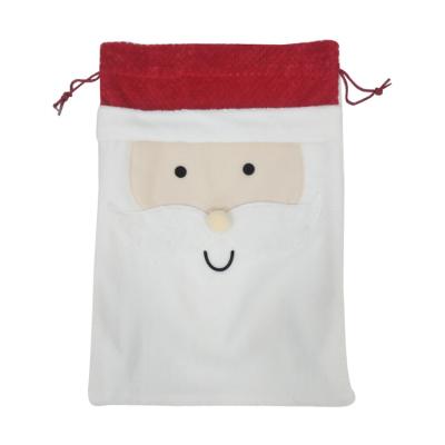 China New Commercial Plush Santa Sacks Drawstring Bag Christmas Decoration Commercial Christmas Decoration for sale