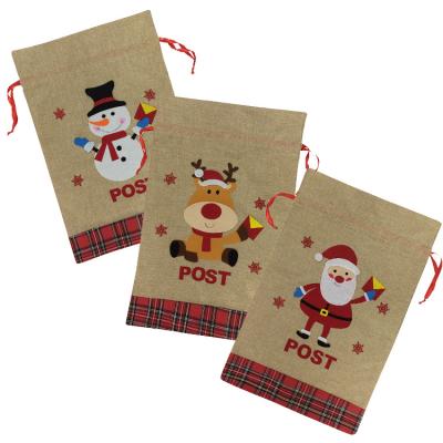 China Canvas Santa Sack Christmas To Christmas Plaid Sack Storage To Gift Sublimation Canvas Navidad Decoration Bags for sale