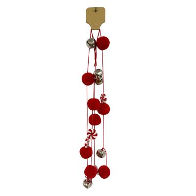 China Red Christmas Decoration Pom Pom Decoration Small Plush Ball Garland Bells Pom Pom Balls for sale