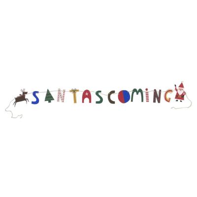 China Factory Wholesale BSCI Christmas Party Felt Santa Garland Supplies Christmas Party Banner Decoration for sale