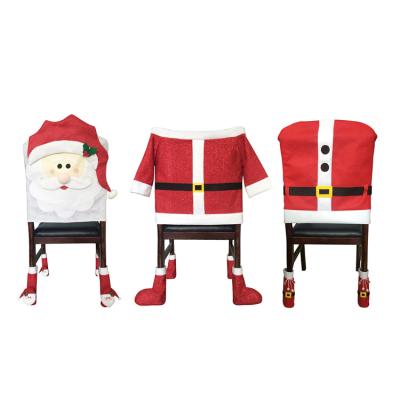 China Modern Santa Style Christmas Party Banquet Decoration Dining Chair Back Cover for sale