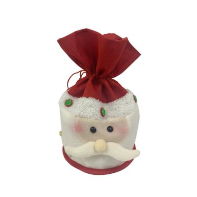 China Promotion Kid Gifts Santa Drawstring Bags Christmas Small Folding Storage Bag for sale