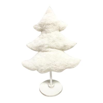 China Small Plush Silver White Decor Trees Christmas Tree Decorations 40cm Silver Christmas Tree Table Decoration for sale