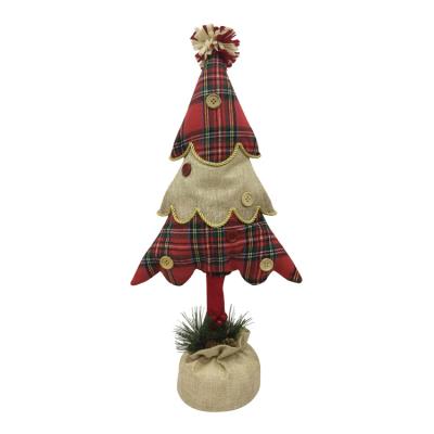 China Custom 56cm High Plaid Christmas Tree Decor Artificial Indoor Christmas Tree Decor For Kids for sale