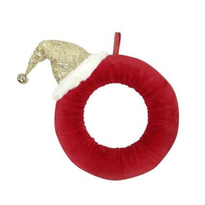 China Wholesale Christmas Wreath Plush Christmas Wreath Foam Door Round Wall Decoration for sale