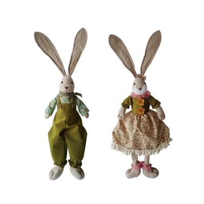 China Environmental Friendly Festival Decoration Jute Animated Standing Bunny Dolls Easter Ideas for sale