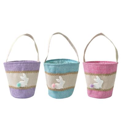 China Reusable Bag Bunny Ear Gift Canvas Rabbit Easter Tote Bag Bunny Bag Holiday Pom Egg Basket For Kids Easter Gift Bag for sale