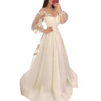 China Anti-static hot sale new fashion women's sexy lace transparent wedding dress for sale