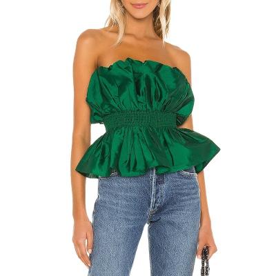 China 2022 Spring Women Summer Wear Top Sexy Ruffle Anti-pilling Off The Shoulder Cropped Ladies Blouse for sale