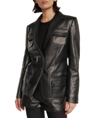 China Factory custom wholesale anti-pilling 2022 wear fashion women's genuine lambskin leather coat for sale