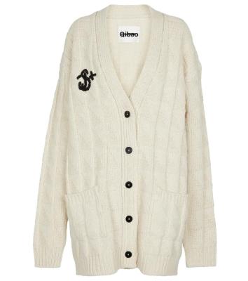 China Anti-pilling fashion 2022 hot sale embroidered rib knitted wool cardigan women knitted sweaters for sale