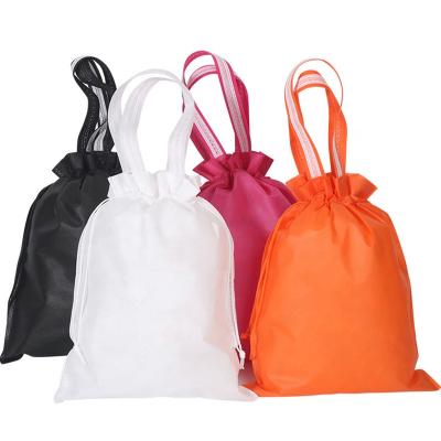 China Latest Eco 2022 AZO Free Custom Personalized Nonwoven Dust Proof Packaging Drawstring Gift Shopping Nonwoven Bag With Laminated Handle for sale