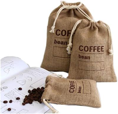 China Cereals Coffee Bean Bag Drawstring Date Disc AZO Free Jute Woven Jute Woven Reusable Natural Canvas Bags for Coffee and Cocoa for sale