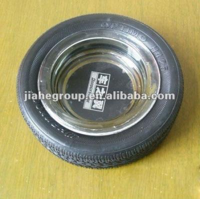 China Rubber and glass tire ashtray, tire shape ashtray, ashtray tire for sale